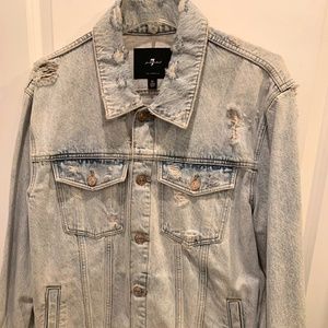 7 For All Mankind Distressed Light Denim Jacket size XL